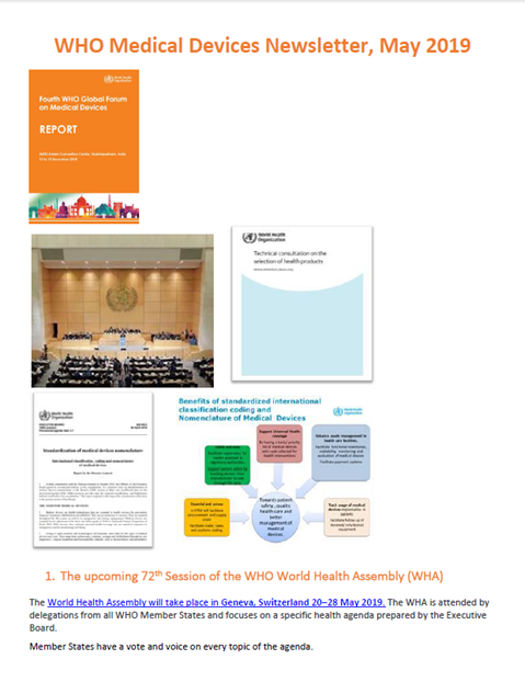 WHO Medical Devices May 2019
Newsletter