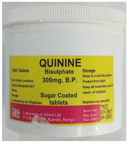 EN-quinine-bisulphate-bp300mgbatch-number7422