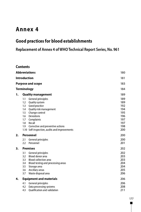 TRS 1060 - Annex 4: Good practices for blood establishments