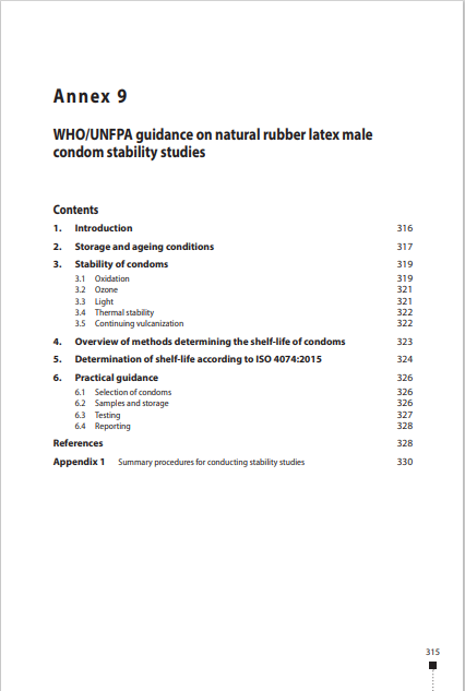 TRS 1044 - Annex 9: WHO/UNFPA guidance on natural rubber latex male condom stability studies