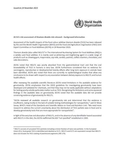 Titanium Dioxide Update 2023 - Center for Research on Ingredient