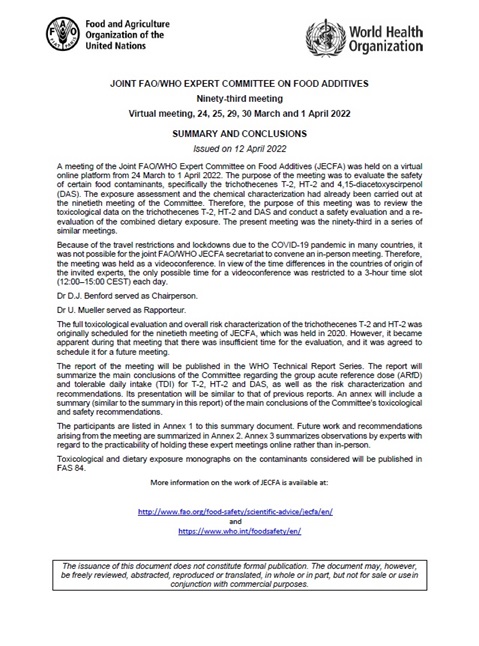 Ninety Third Meeting Joint Fao Who Expert Committee Of Food Additives Jecfa