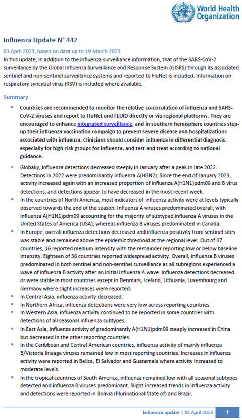 Influenza Update N° 442