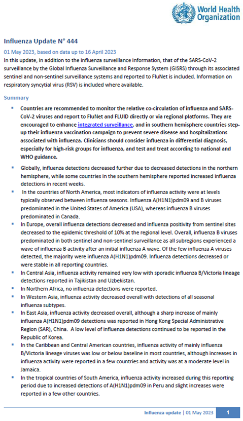 Influenza Update N° 444