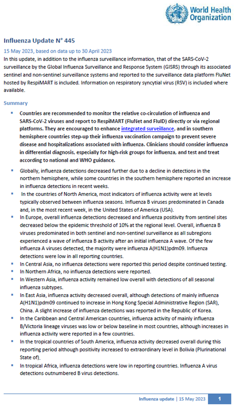 Influenza Update N° 445