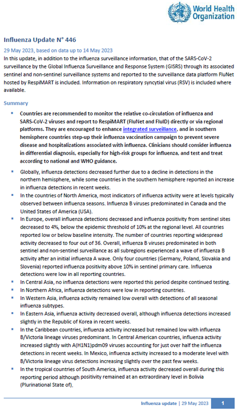 Influenza Update N° 446