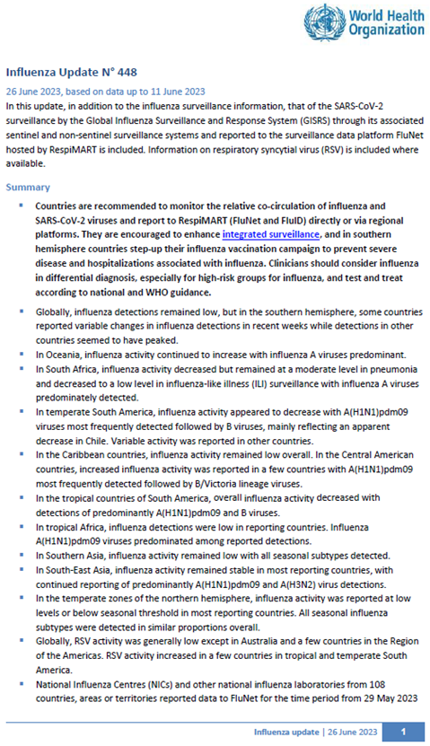 Influenza Update N° 448