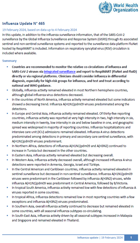 Influenza Update N° 465