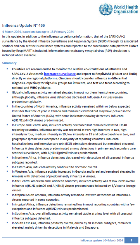 Influenza Update N° 466