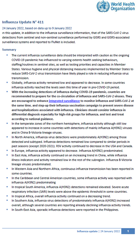 Influenza Update N° 411