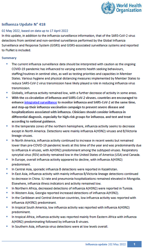 Influenza Update N° 418