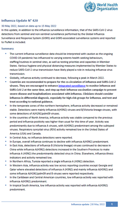 Influenza Update N° 420