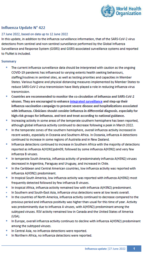 Influenza Update N° 422
