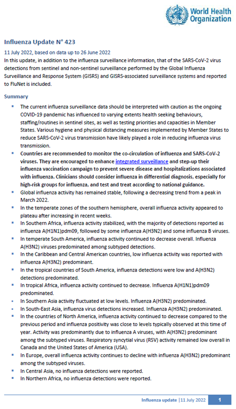 Influenza Update N° 423