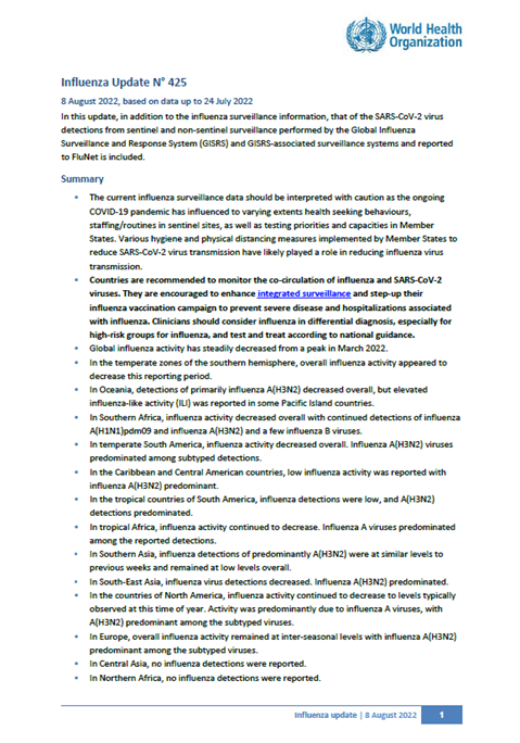 Influenza Update N° 425