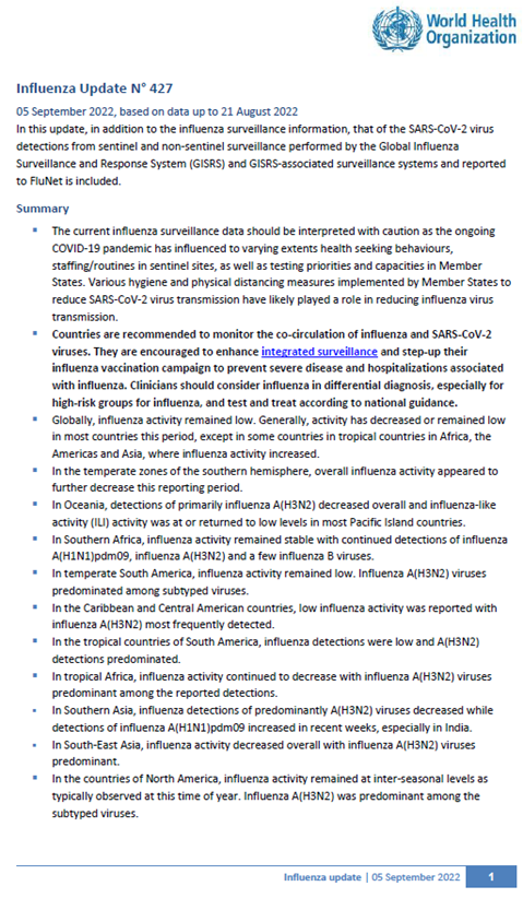 Influenza Update N° 427