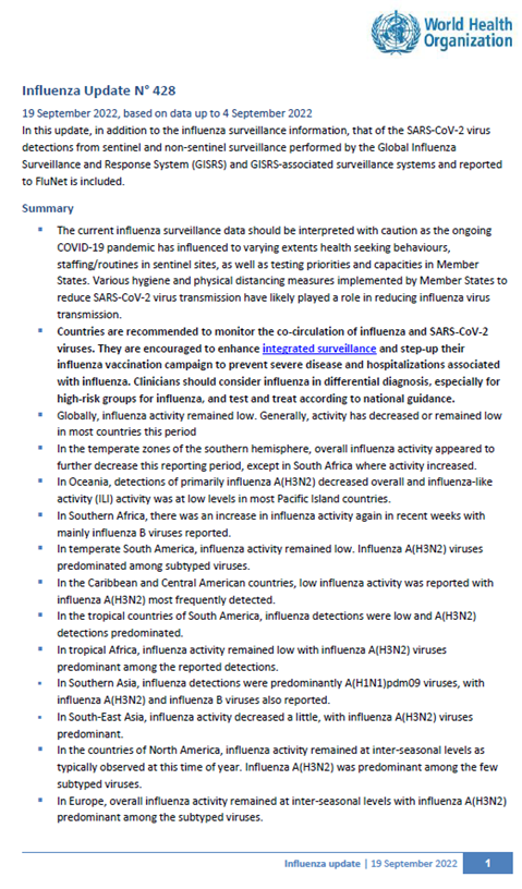 Influenza Update N° 428