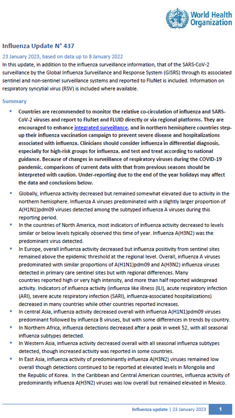 Influenza Update N° 437