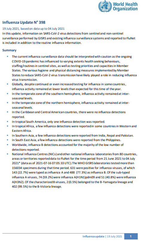 Influenza Update N° 398
