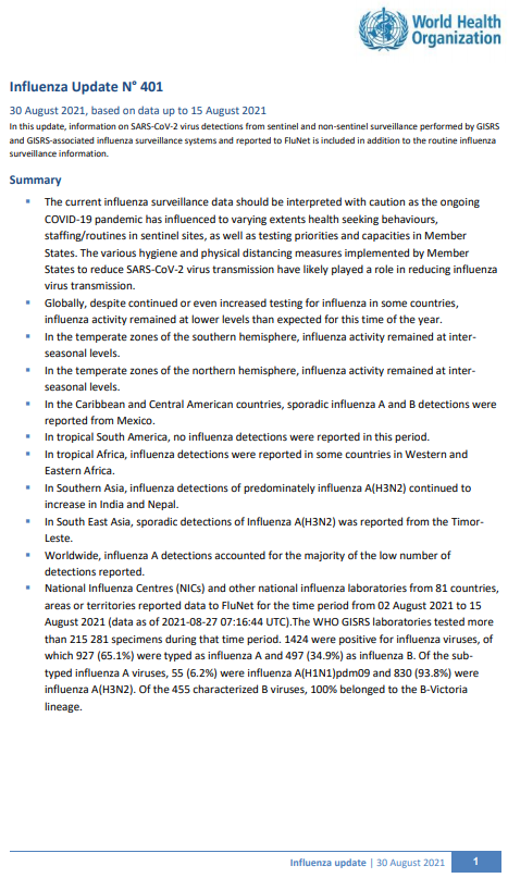 Influenza Update N° 401