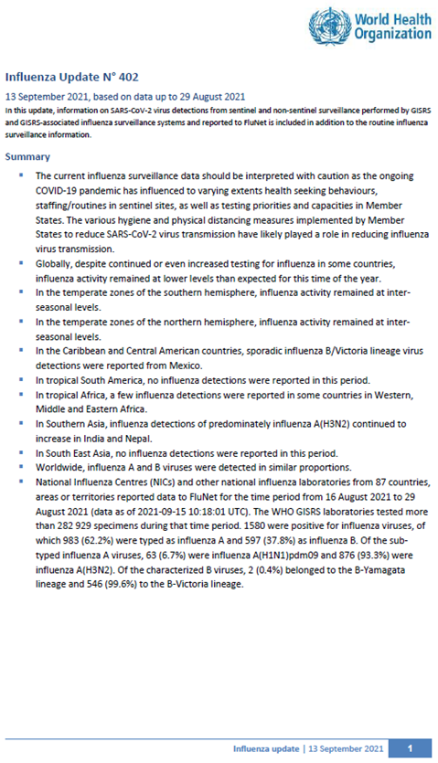 Influenza Update N° 402