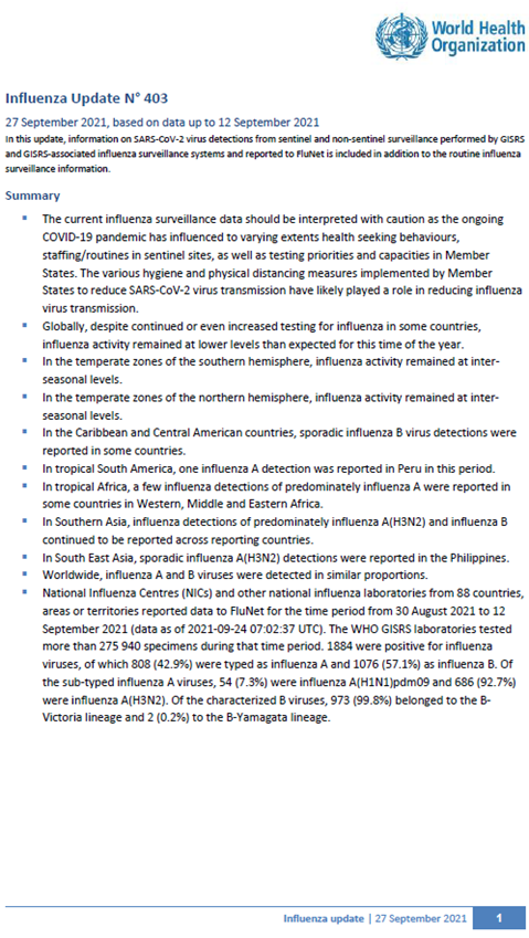 Influenza Update N° 403