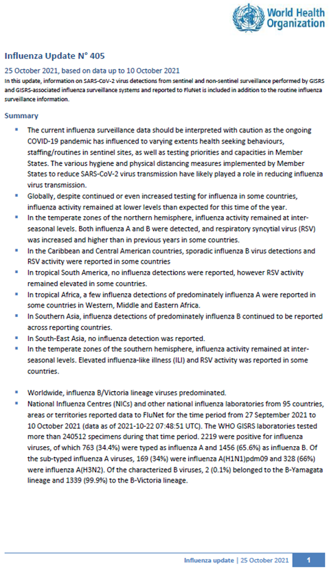 Influenza Update N° 405
