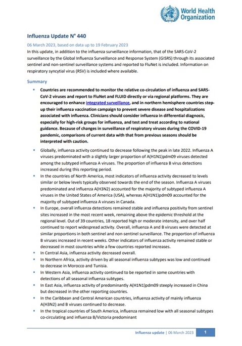 Influenza Update N° 440