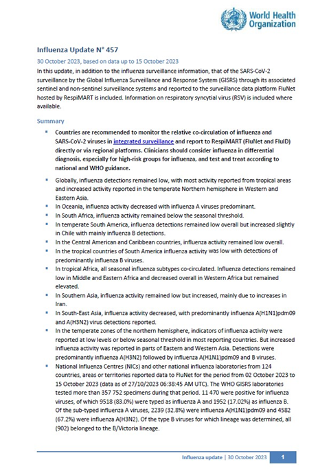 Influenza Update N° 457