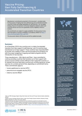 Factsheet on vaccine pricing for Gavi transitioning countries