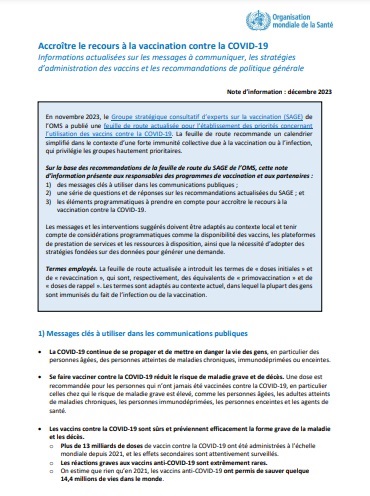 Accroître le recours à la vaccination contre la COVID-19