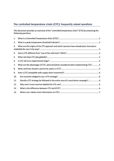 Controlled temperature chain (CTC) FAQs