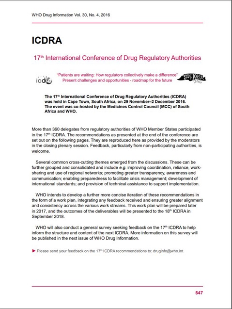 ICDRA 17th - Consolidated draft recommendations