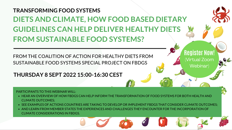 Webinar under the Coalition of Action on Healthy Diets from Sustainable Food Systems flyer