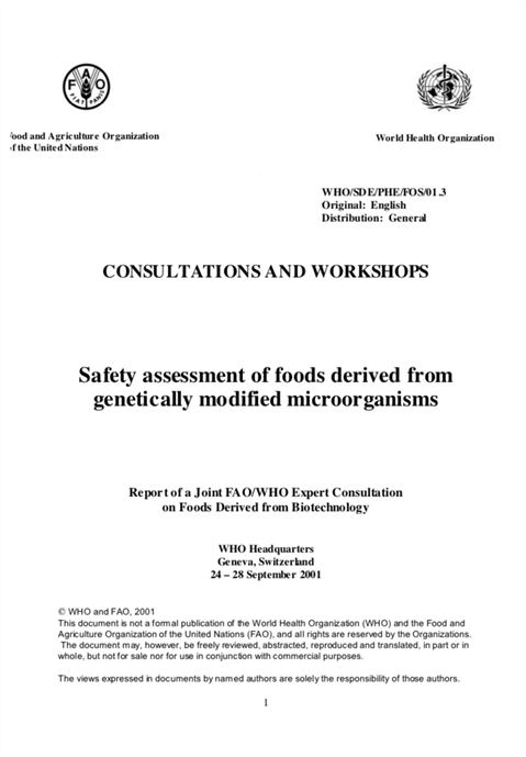 Safety assessment of foods derived from genetically modified microorganisms
