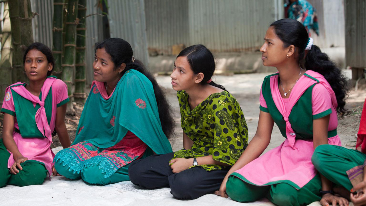 girls-bangladesh Adolescent girls from the local community participate in an awareness building session on child marriage, Bangladesh