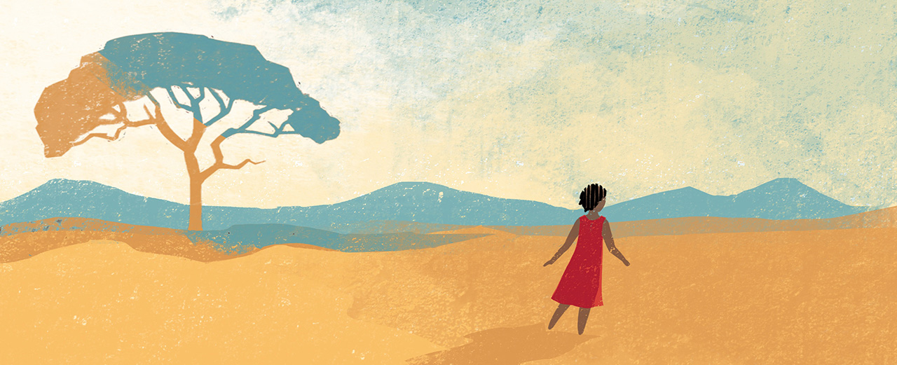 Illustration of a walking little girl