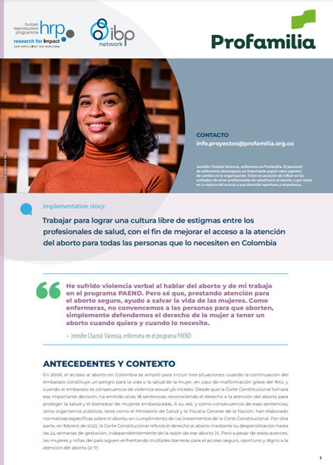 Colombia: Trabajar para lograr una cultura libre de estigmas entre los profesionales de salud