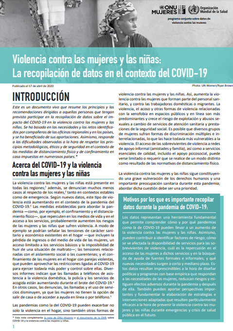 Violencia contra las mujeres y las niñas: la recopilación de datos en el contexto del COVID-19