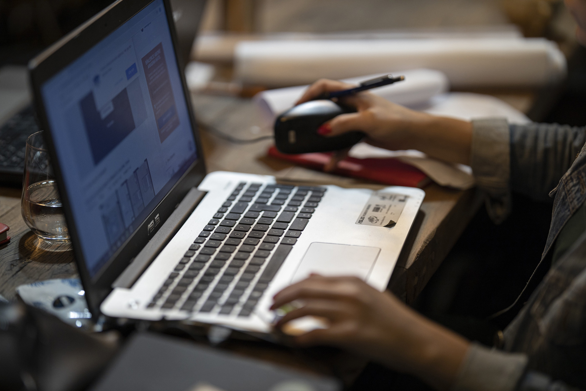 Woman working on laptop