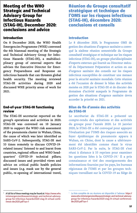 Report of the 6th bi-annual meeting, December 2020