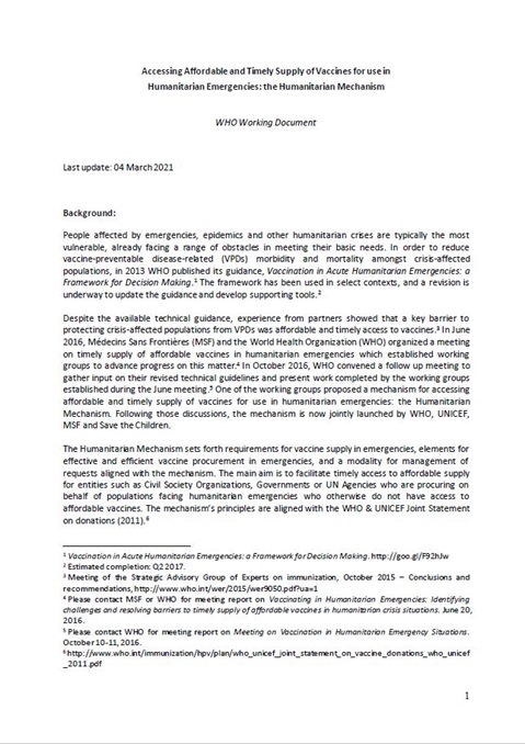 The Humanitarian Mechanism