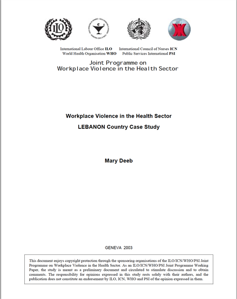 Workplace Violence in the Health Sector - Lebanon Country Case Study
