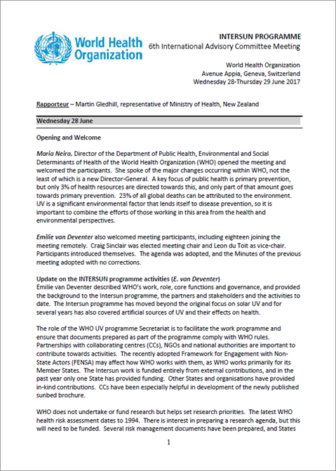 Intersun programme: annual meeting minutes