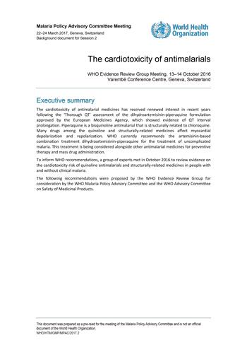 Meeting report of the Evidence Review Group on the cardiotoxicity of antimalarials