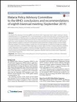 Malaria Policy Advisory Committee to the WHO: conclusions and recommendations of eighth biannual meeting (September 2015)