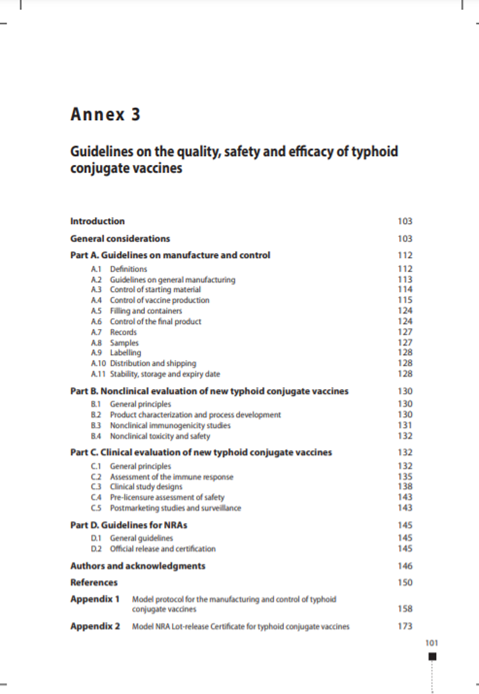 Guidelines on the quality, safety and efficacy of typhoid conjugate vaccines, Annex 3, TRS No 987