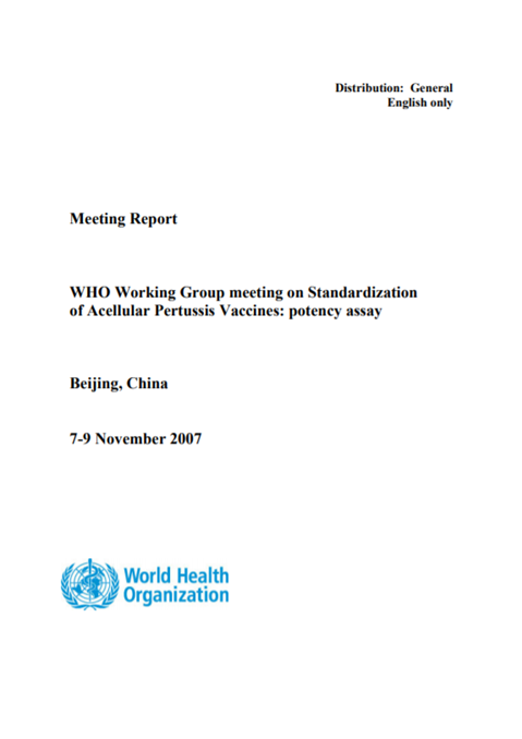 WHO Working Group meeting on Standardization of Acellular Pertussis Vaccines: potency assay