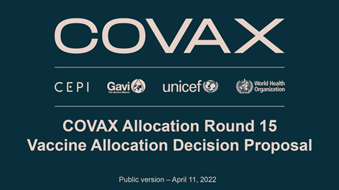 Vaccine Allocation Decision on the allocation of COVAX Facility secured vaccines: 11 April 2022