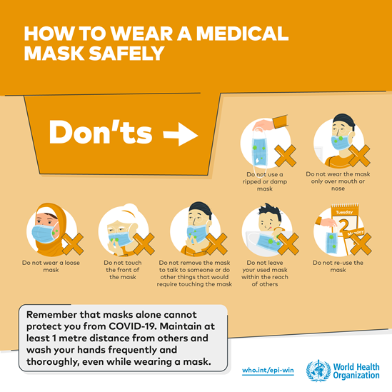 Infographic: How to wear a medical mask safely.